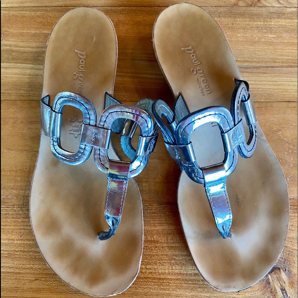 Paul Green metallic leather thongs